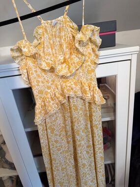Old Navy Yellow Floral Ruffle Maxi Dress